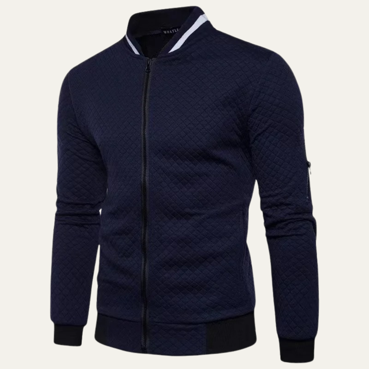 VogeLuxe | Men’s Quilted Stripe-Collar Bomber Jacket 5