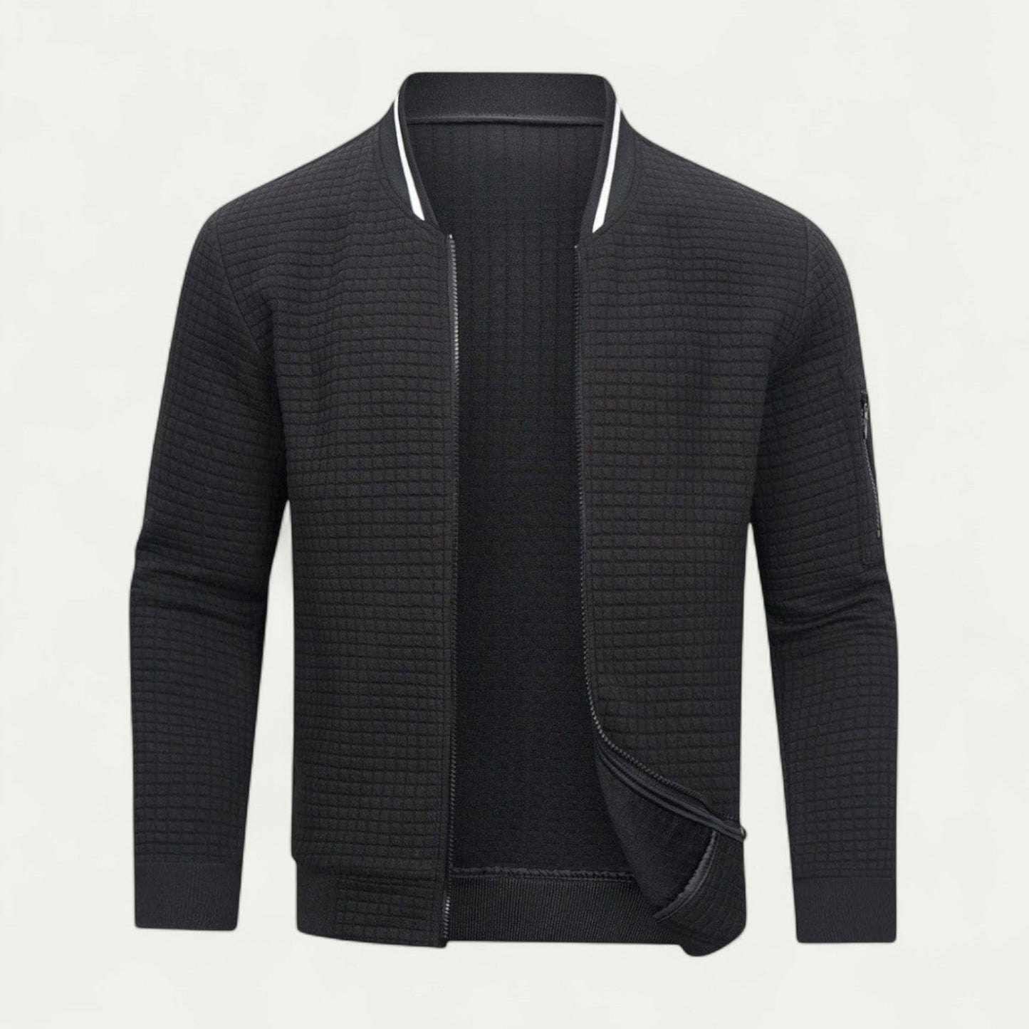 VogeLuxe | Men’s Quilted Texture Bomber Jacket 0