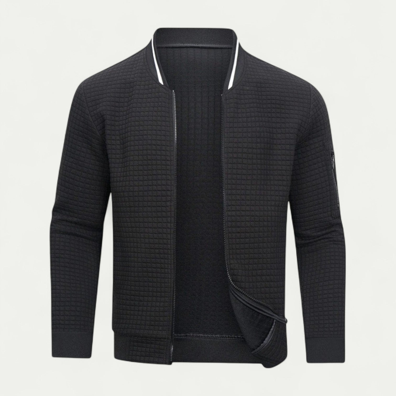 VogeLuxe | Men’s Quilted Texture Bomber Jacket 0