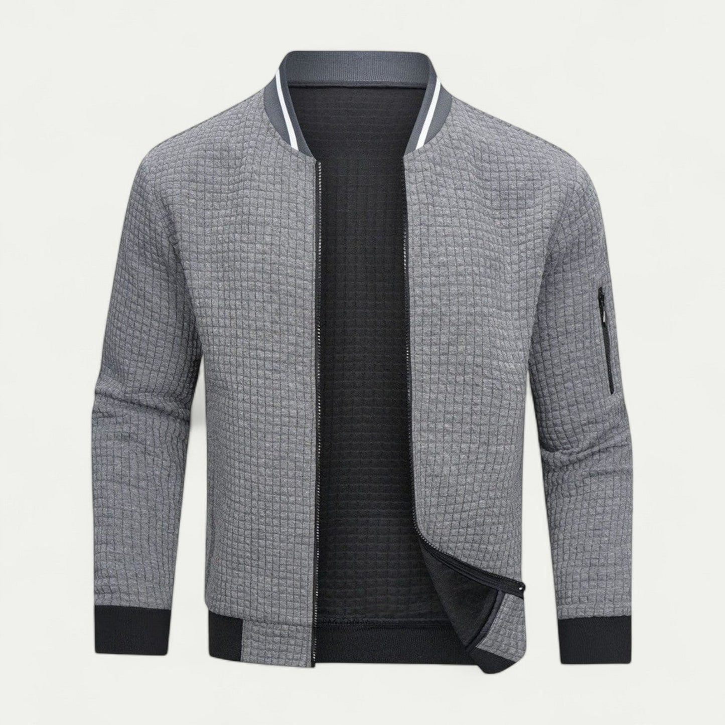 VogeLuxe | Men’s Quilted Texture Bomber Jacket 1