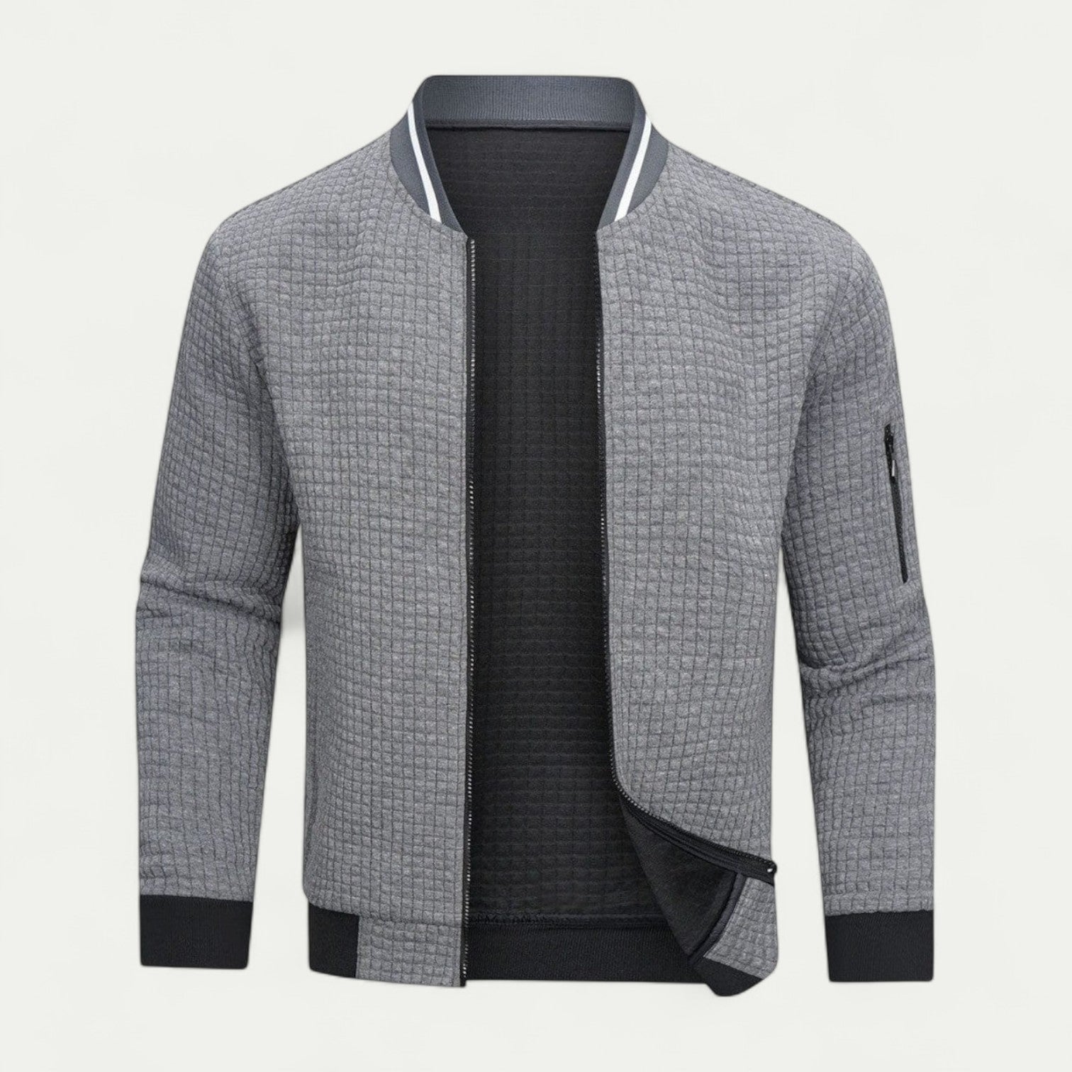 VogeLuxe | Men’s Quilted Texture Bomber Jacket 1