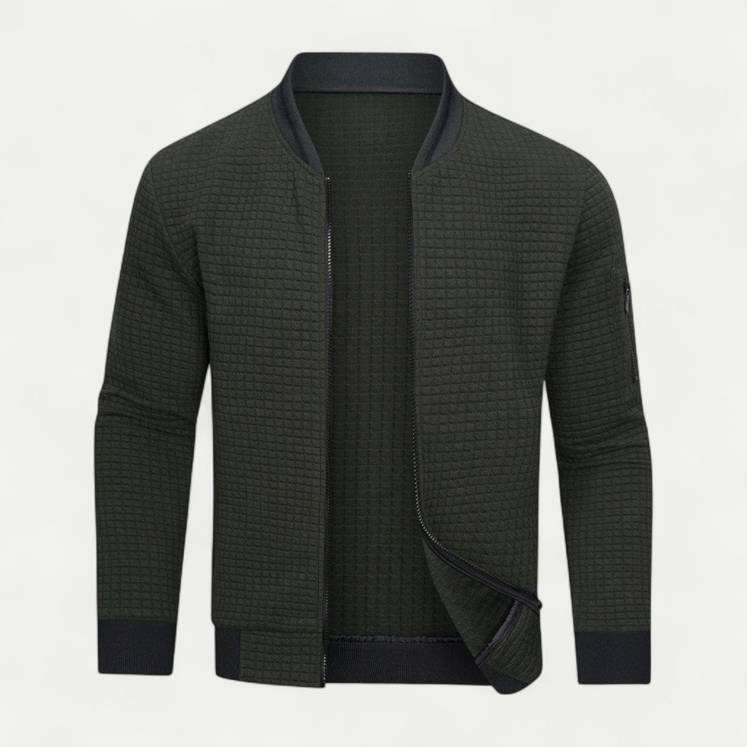 VogeLuxe | Men’s Quilted Texture Bomber Jacket 3
