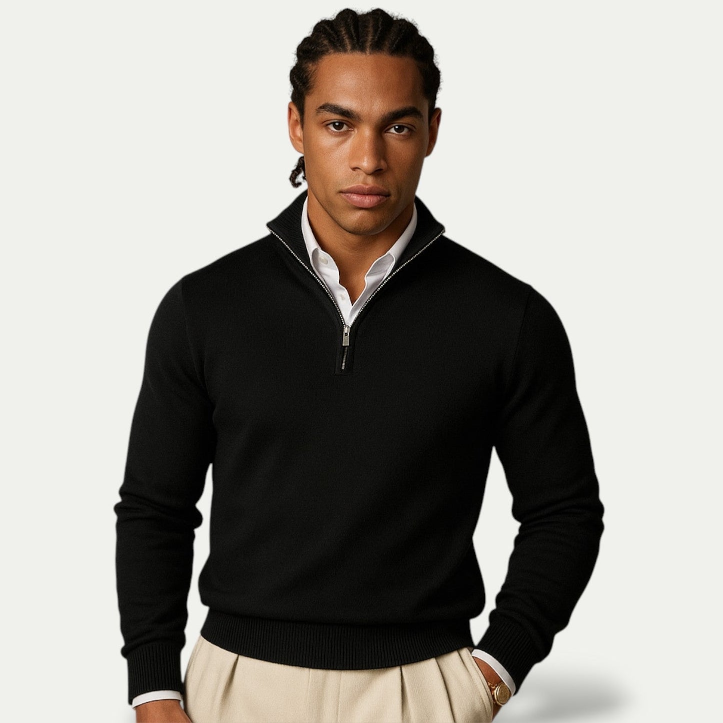 VogeLuxe | Men’s Refined Knit Quarter-Zip Pullover 1