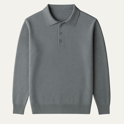 VogeLuxe | Men’s Refined Long-Sleeve Polo Sweater 3