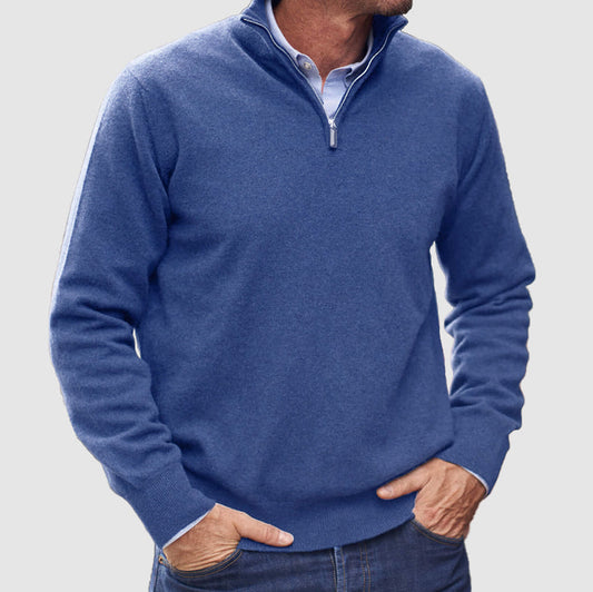 VogeLuxe | Men’s Refined Quarter-Zip Sweater with Ribbed Details 0
