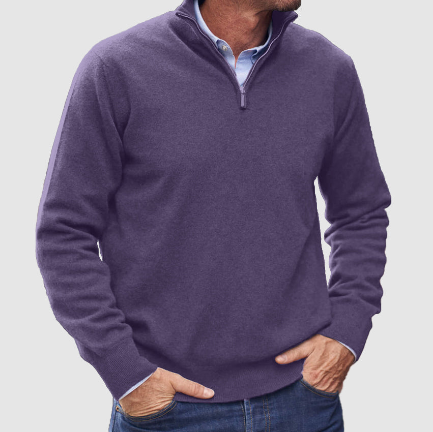 VogeLuxe | Men’s Refined Quarter-Zip Sweater with Ribbed Details 1