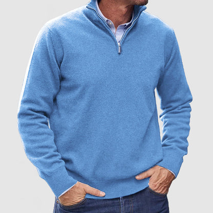 VogeLuxe | Men’s Refined Quarter-Zip Sweater with Ribbed Details 10