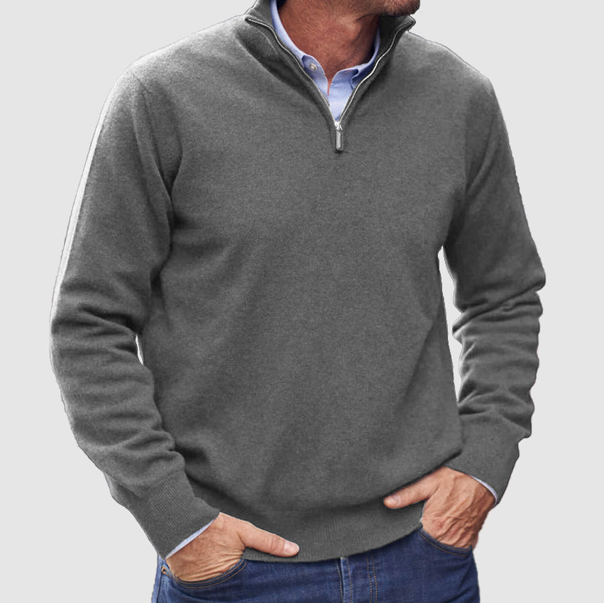 VogeLuxe | Men’s Refined Quarter-Zip Sweater with Ribbed Details 3