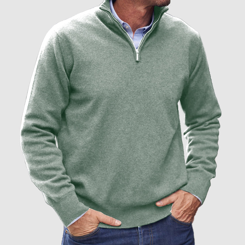 VogeLuxe | Men’s Refined Quarter-Zip Sweater with Ribbed Details 7