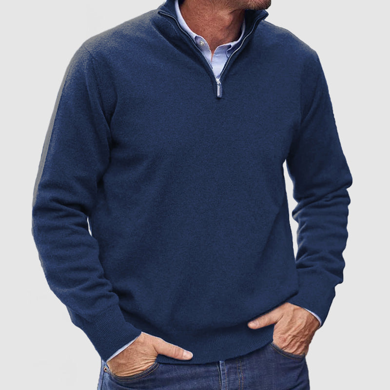 VogeLuxe | Men’s Refined Quarter-Zip Sweater with Ribbed Details 9