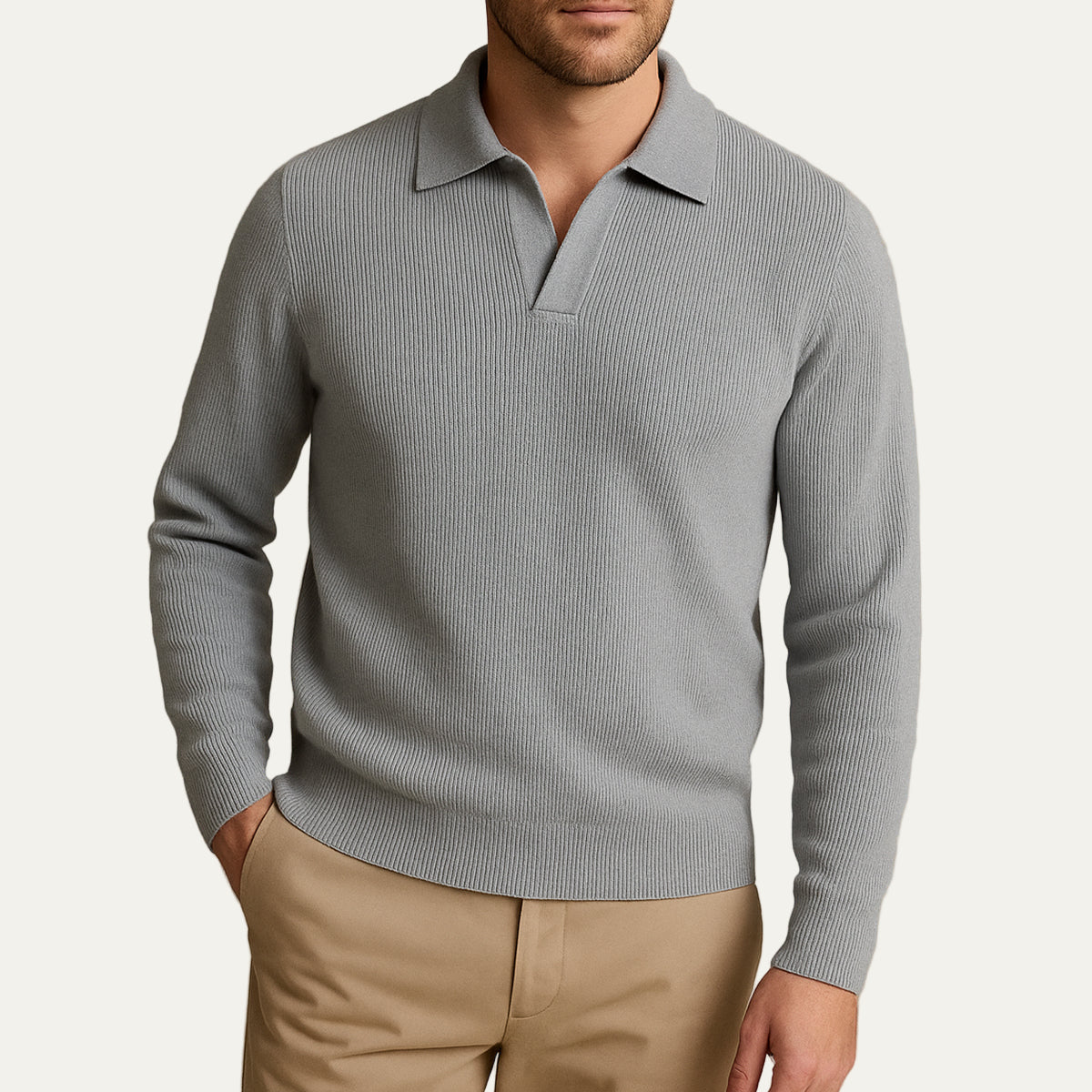 VogeLuxe | Men’s Refined Textured Knit Polo 1