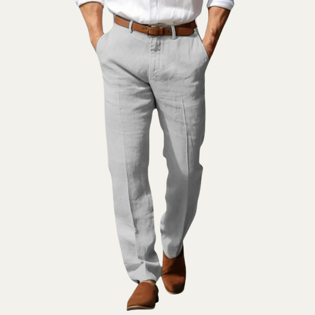 VogeLuxe | Men’s Relaxed Linen Blend Trousers 0