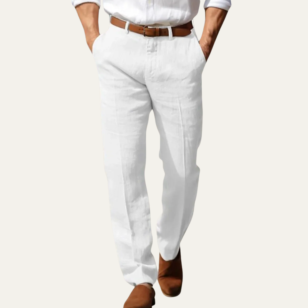 VogeLuxe | Men’s Relaxed Linen Blend Trousers 1