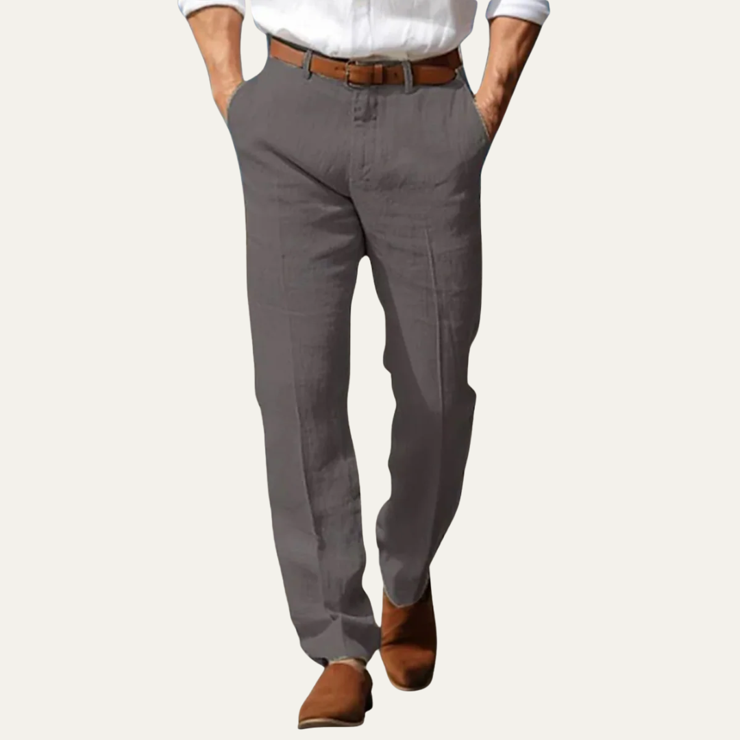 VogeLuxe | Men’s Relaxed Linen Blend Trousers 2