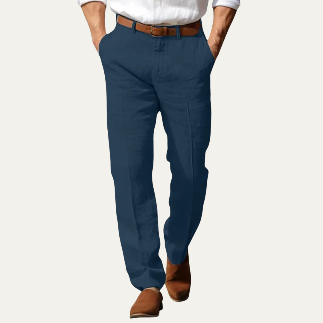 VogeLuxe | Men’s Relaxed Linen Blend Trousers 3