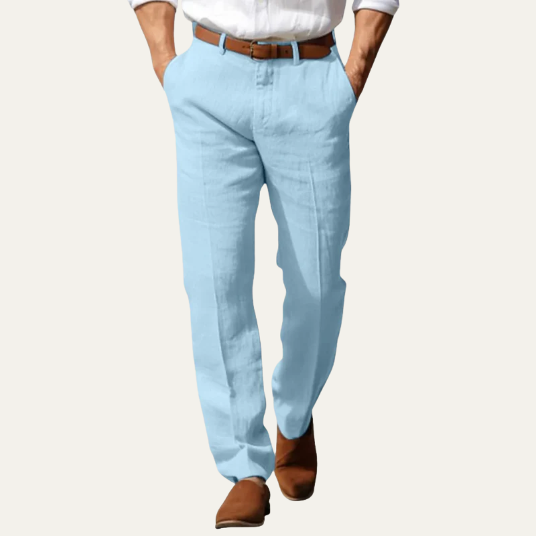 VogeLuxe | Men’s Relaxed Linen Blend Trousers 4