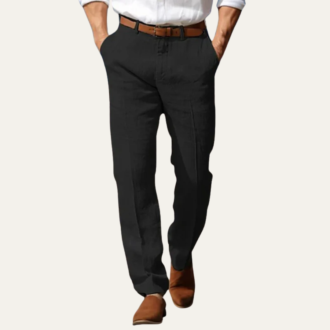 VogeLuxe | Men’s Relaxed Linen Blend Trousers 5