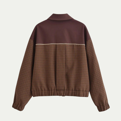 VogeLuxe | Men’s Retro Houndstooth Zip-Up Jacket 1