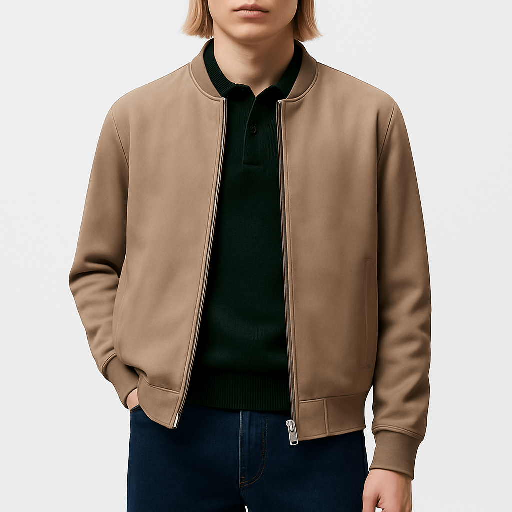VogeLuxe | Men’s Retro Leather Bomber Jacket 0