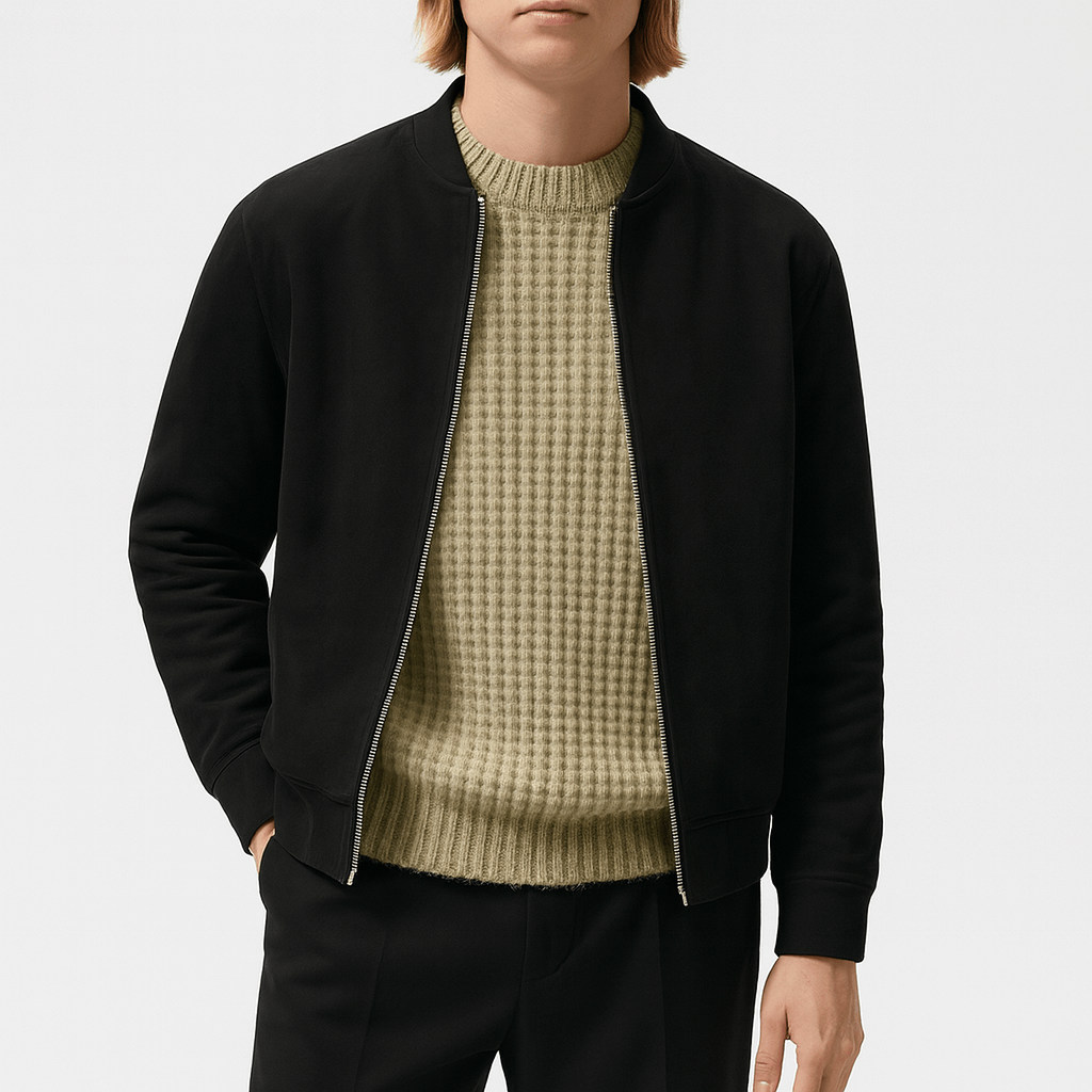 VogeLuxe | Men’s Retro Leather Bomber Jacket 1