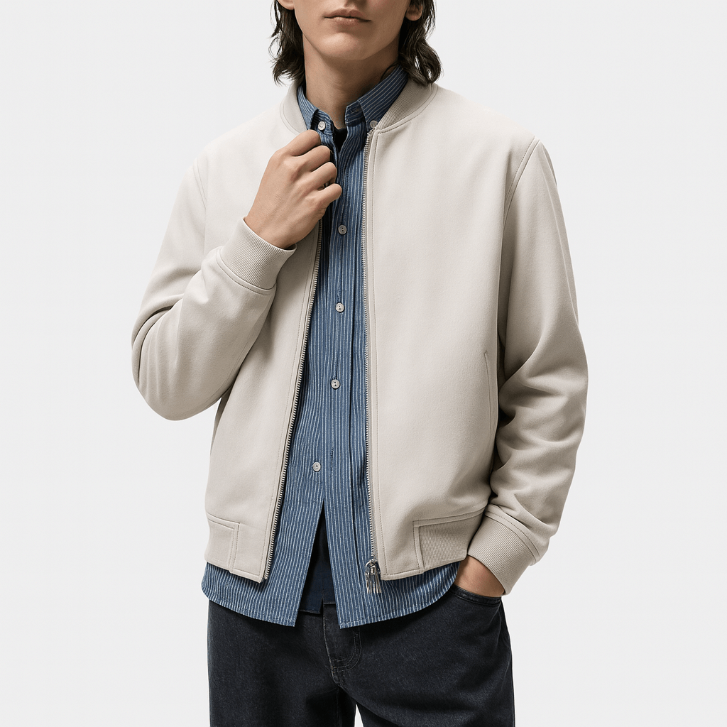 VogeLuxe | Men’s Retro Leather Bomber Jacket 2