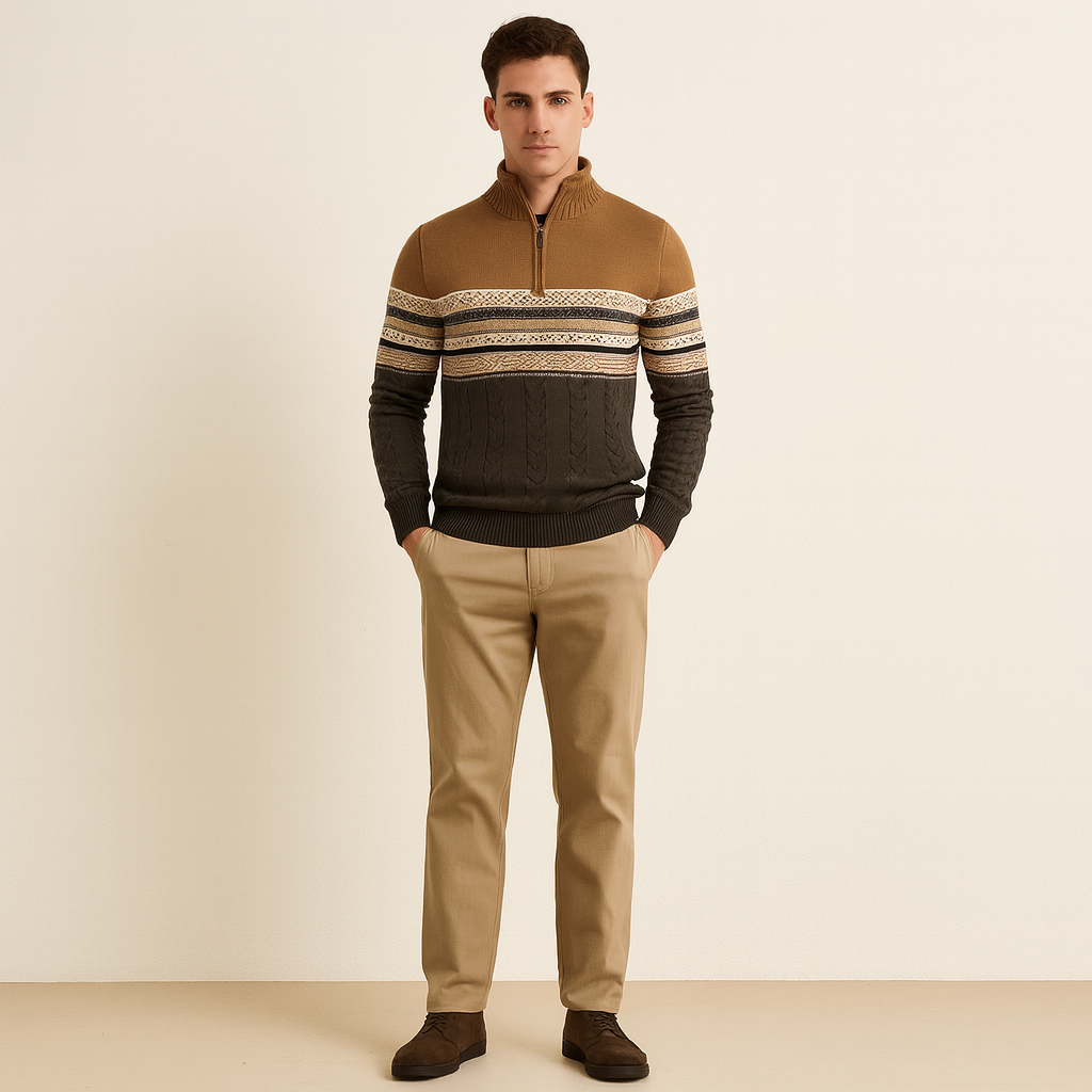 VogeLuxe | Men’s Retro Quarter-Zip Sweater 5