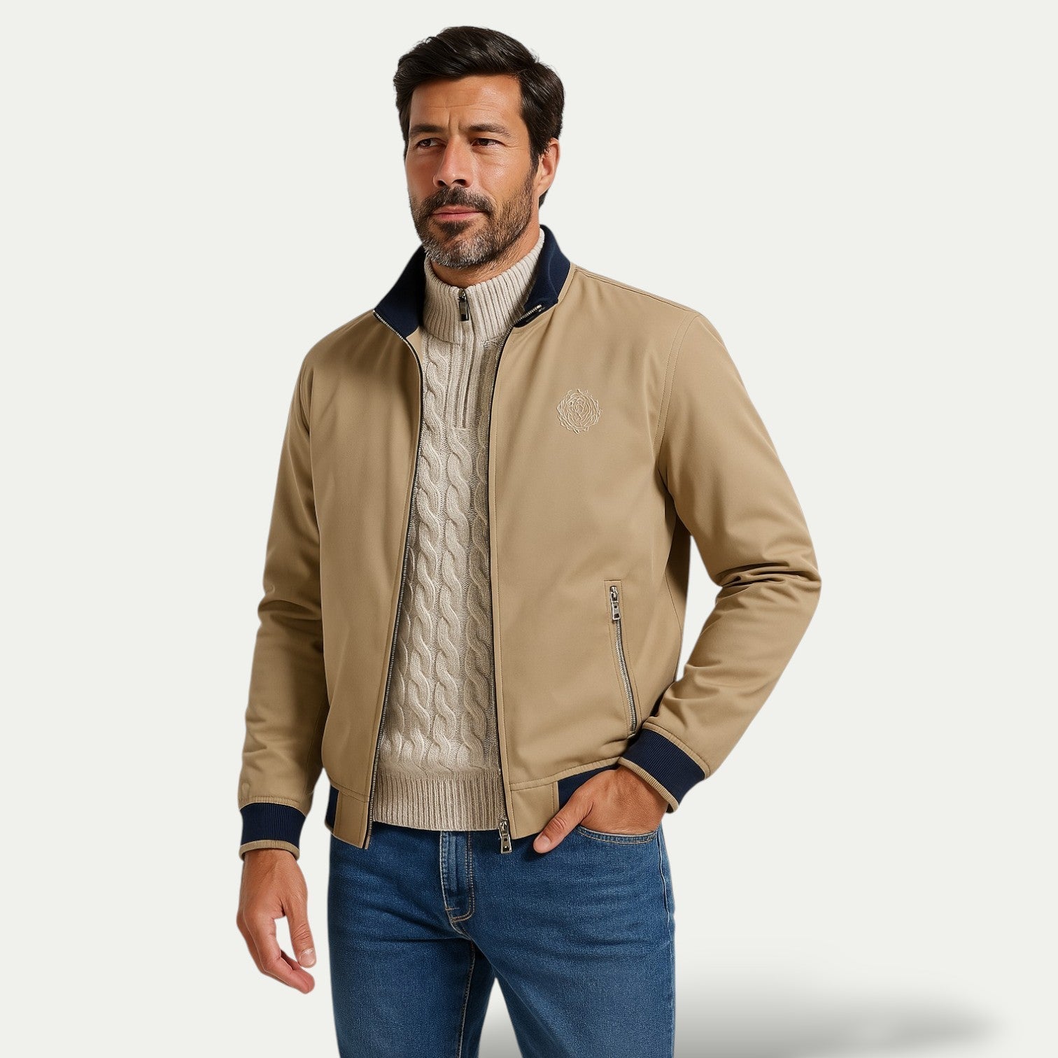 VogeLuxe | Men’s Reversible Crest Bomber Jacket 1