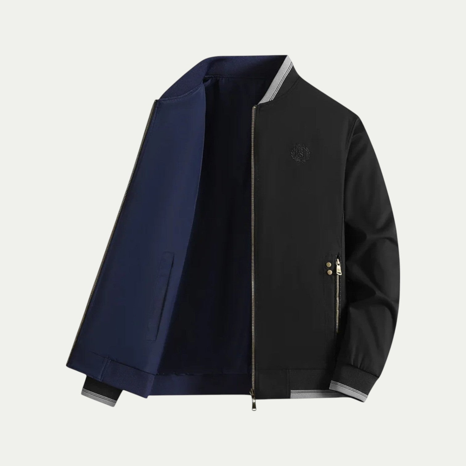 VogeLuxe | Men’s Reversible Crest Bomber Jacket 5