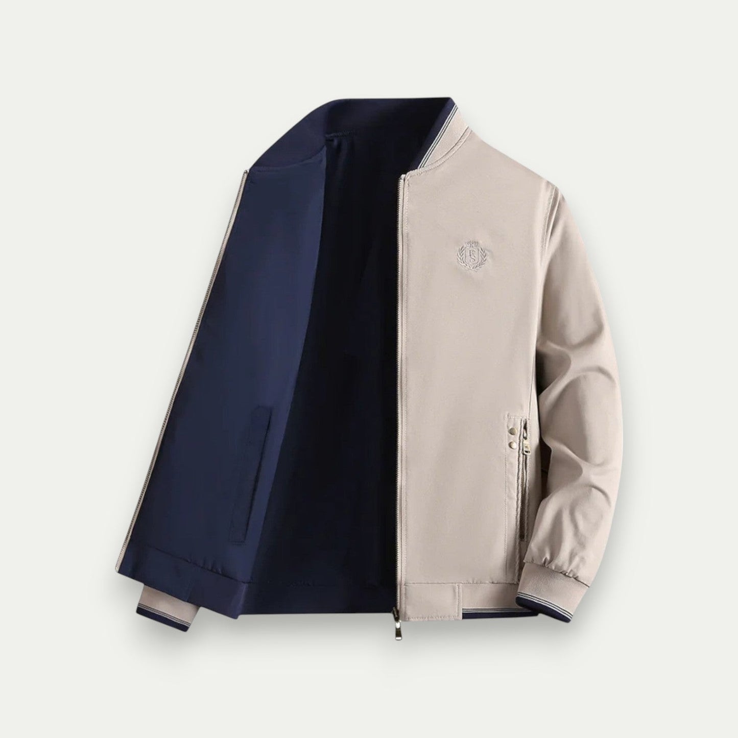 VogeLuxe | Men’s Reversible Crest Bomber Jacket 6