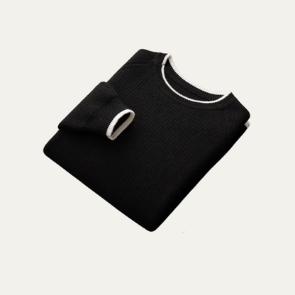 VogeLuxe | Men’s Ribbed Crewneck Sweater with Contrast Trim 2