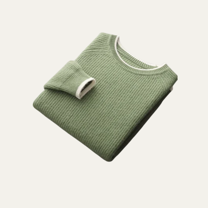 VogeLuxe | Men’s Ribbed Crewneck Sweater with Contrast Trim 3