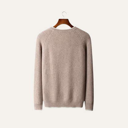 VogeLuxe | Men’s Ribbed Crewneck Sweater with Contrast Trim 7