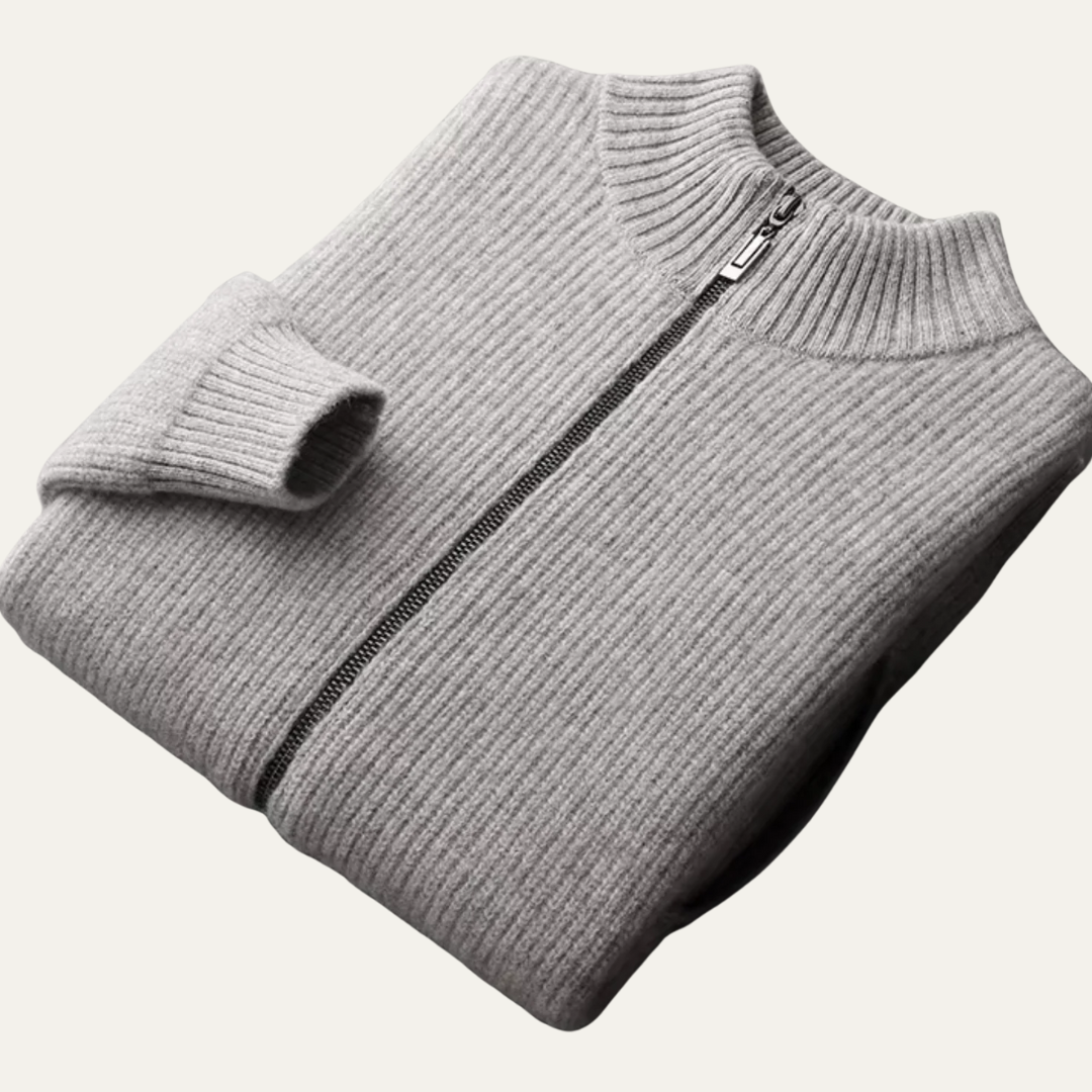 VogeLuxe | Men’s Ribbed Full-Zip Cardigan 0