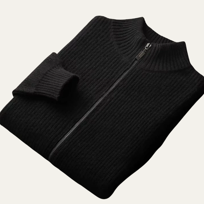 VogeLuxe | Men’s Ribbed Full-Zip Cardigan 10