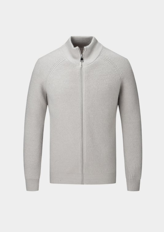 VogeLuxe | Men’s Ribbed Full-Zip Sweater 0