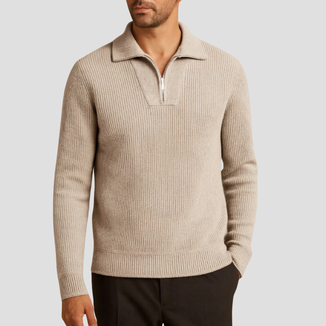 VogeLuxe | Men’s Ribbed Knit Half-Zip Sweater 0