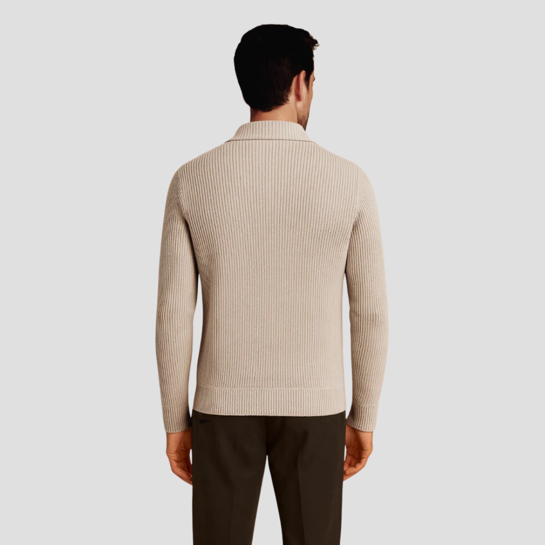 VogeLuxe | Men’s Ribbed Knit Half-Zip Sweater 3