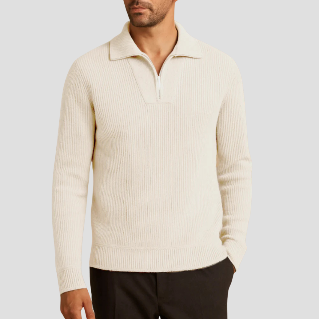 VogeLuxe | Men’s Ribbed Knit Half-Zip Sweater 5