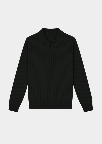 VogeLuxe | Men’s Ribbed Knit Polo Sweater 0