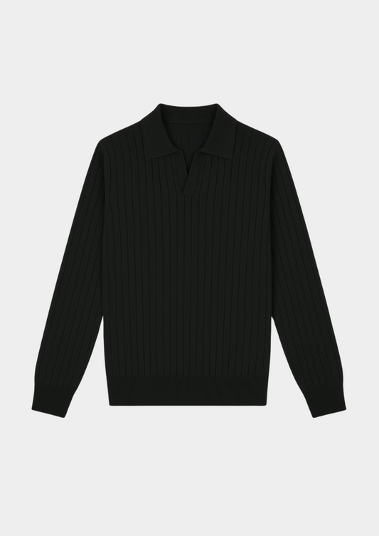 VogeLuxe | Men’s Ribbed Knit Polo Sweater 0