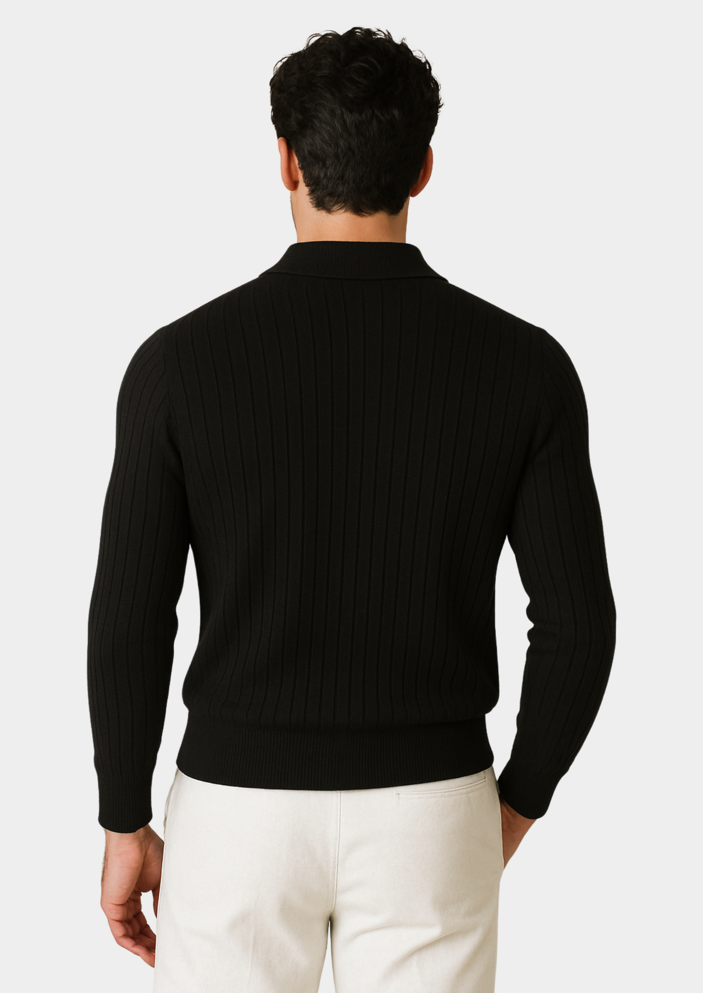 VogeLuxe | Men’s Ribbed Knit Polo Sweater 2
