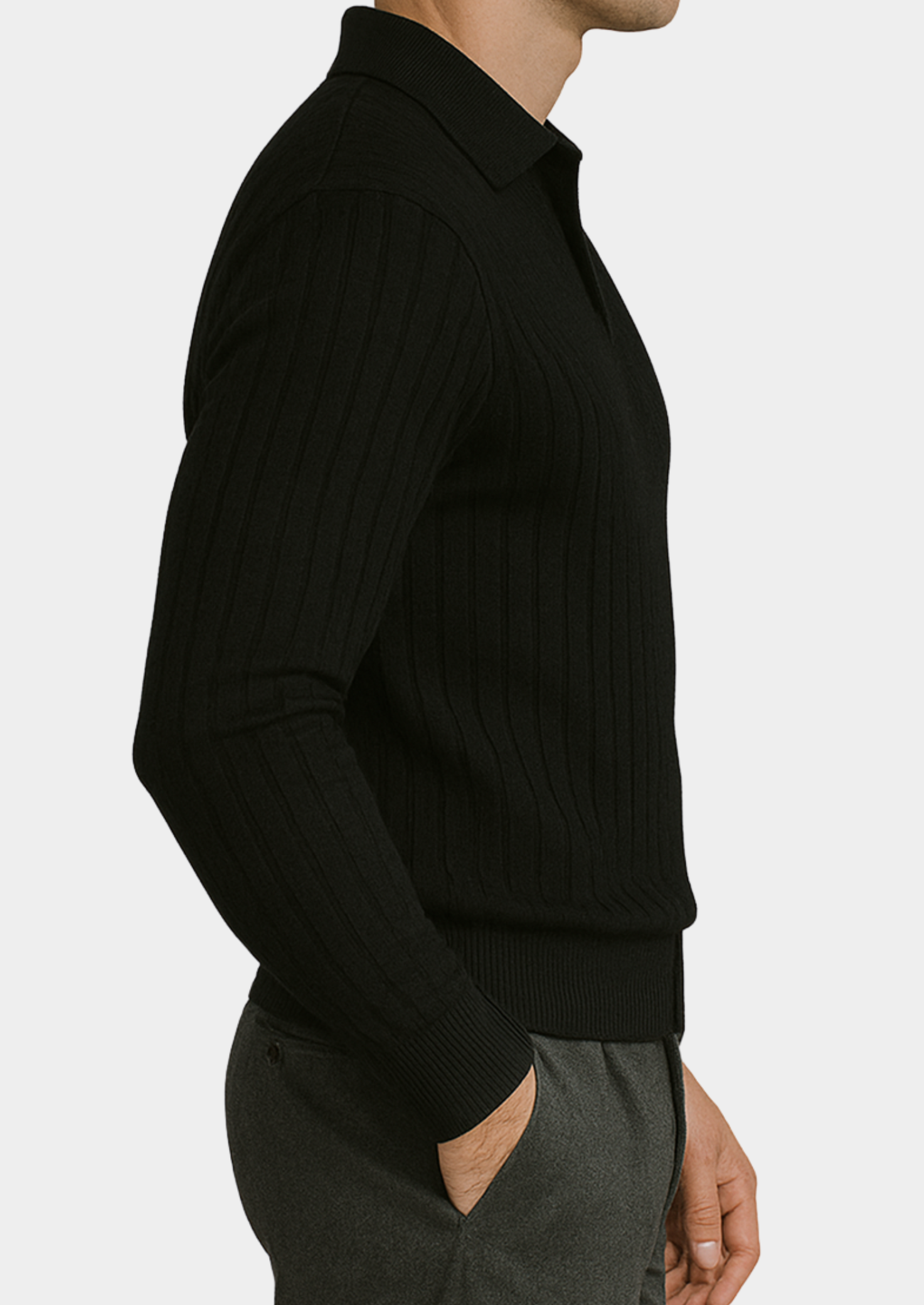 VogeLuxe | Men’s Ribbed Knit Polo Sweater 3