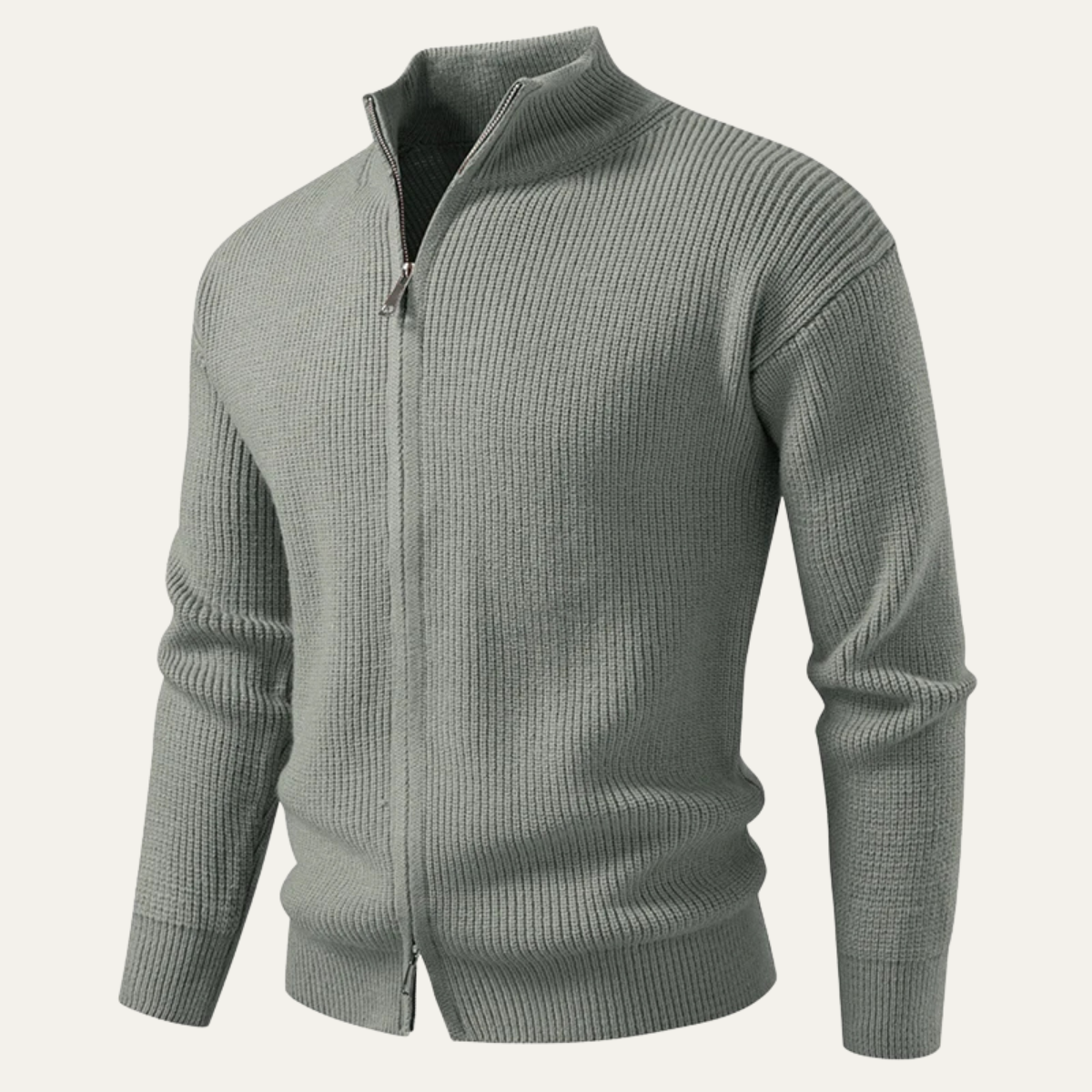 VogeLuxe | Men’s Ribbed Mock-Neck Cardigan 0