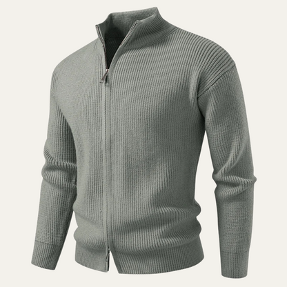 VogeLuxe | Men’s Ribbed Mock-Neck Cardigan 0