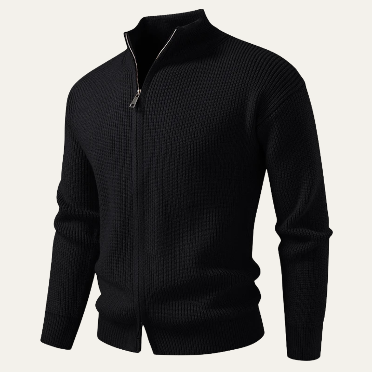 VogeLuxe | Men’s Ribbed Mock-Neck Cardigan 2