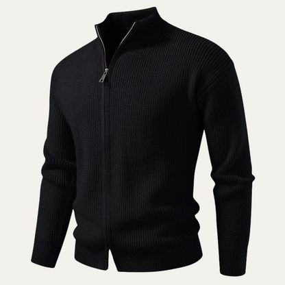 VogeLuxe | Men’s Ribbed Mock-Neck Cardigan 2