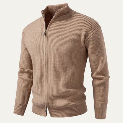 VogeLuxe | Men’s Ribbed Mock-Neck Cardigan 3