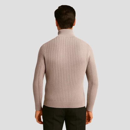 VogeLuxe | Men’s Ribbed Mock Neck Button Sweater 3