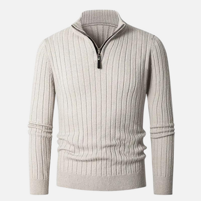 VogeLuxe | Men's Ribbed Quarter-Zip Pullover 1