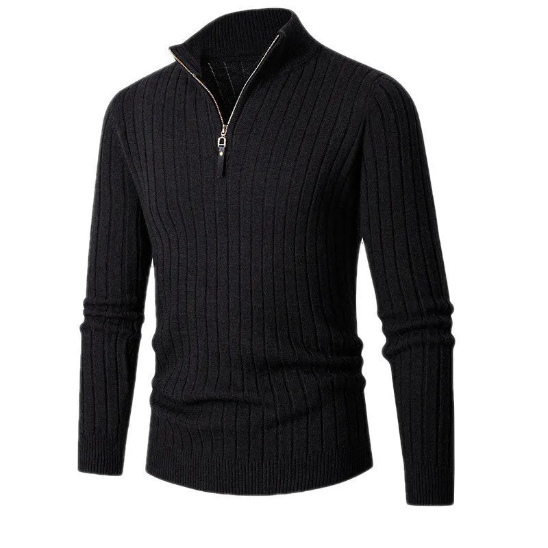 VogeLuxe | Men's Ribbed Quarter-Zip Pullover 7